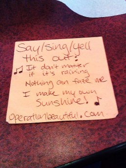 Lyrics featured in this photo are from "I Make My Own Sunshine," by Alyssa Bonagura